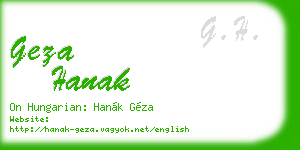 geza hanak business card