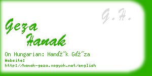 geza hanak business card